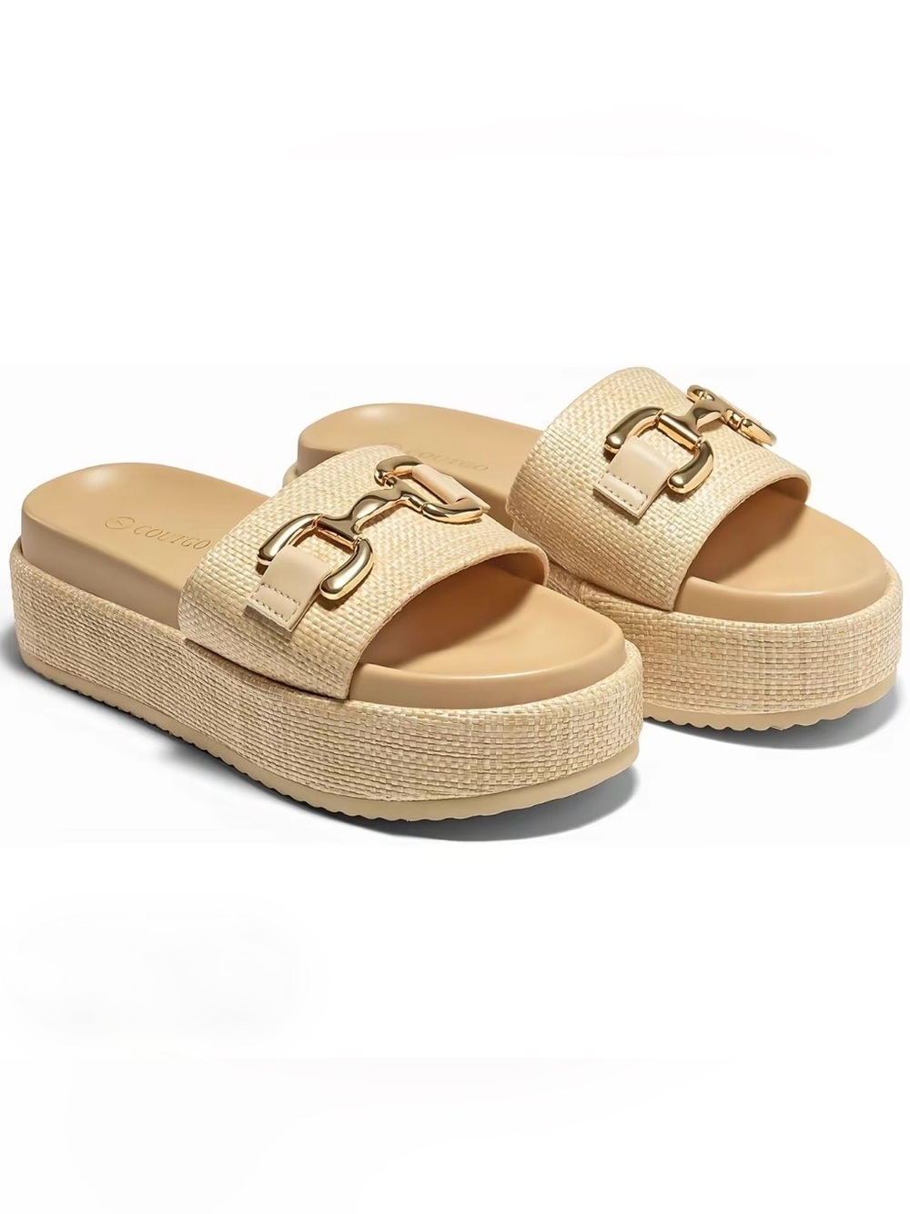 Coutgo Platform Slides Espadrilles With Metal Chain